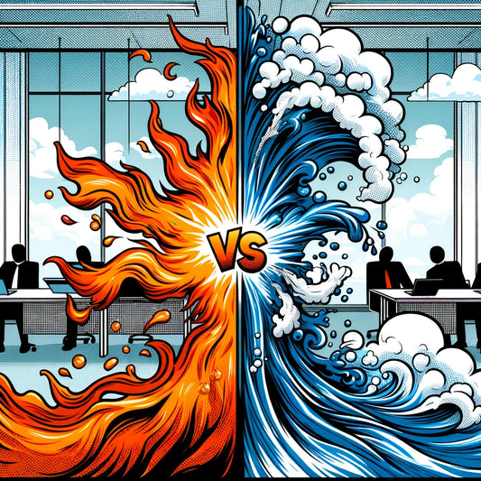 An Image of fire clashing with water